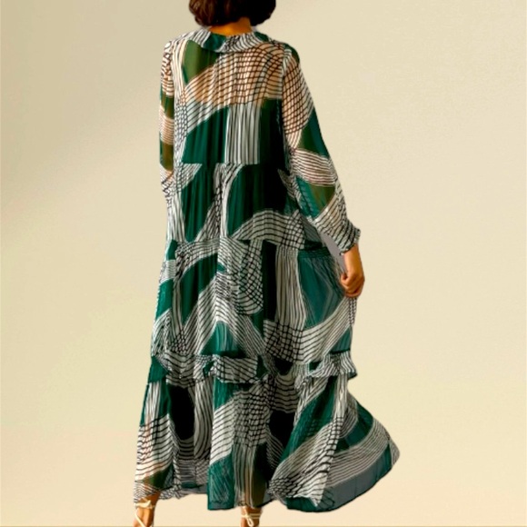 Anthropologie The Marais Gauze Maxi Dress Sz XXS Gray Green Boho - Picture 3 of 9